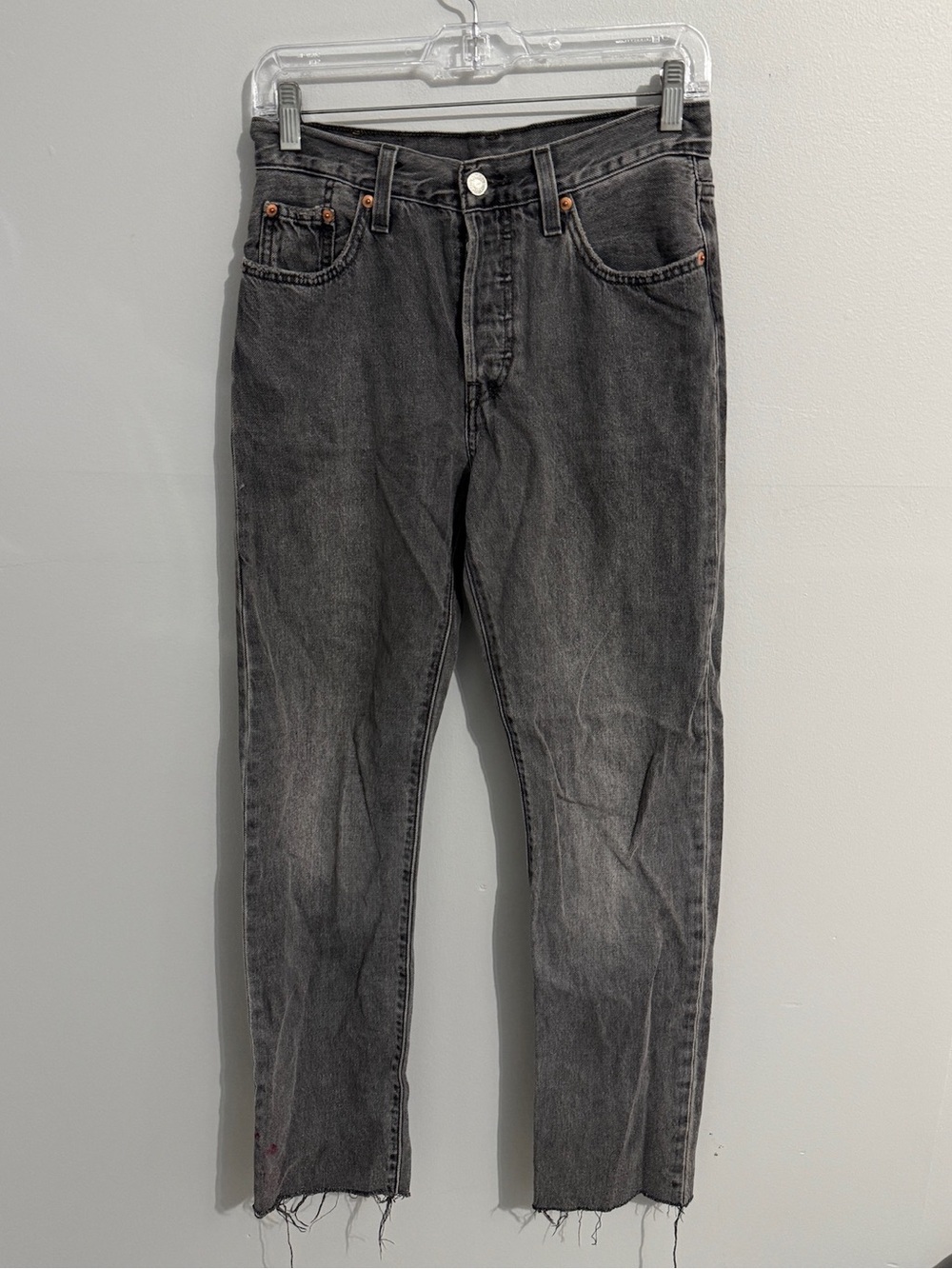 Levis Jeans Womens 25 501 Straight Leg Hidden Button Fly High Rise Washed Black